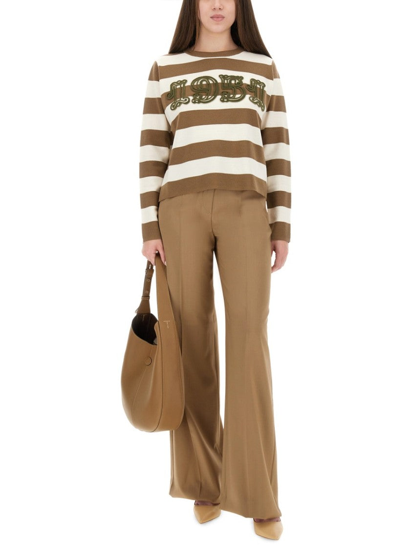 Max Mara Striped Knit Sweater With Embroidered Detail