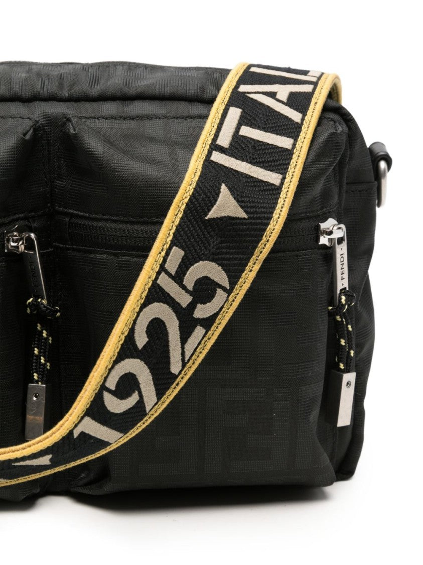 Fendi Rectangular Black Fabric Bag With Zippered Pockets