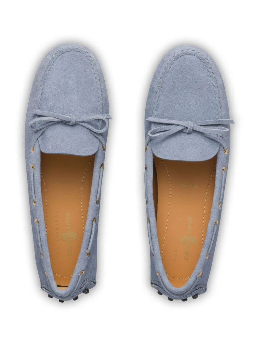 Car Shoe Baby Blue Suede Loafer With Bow