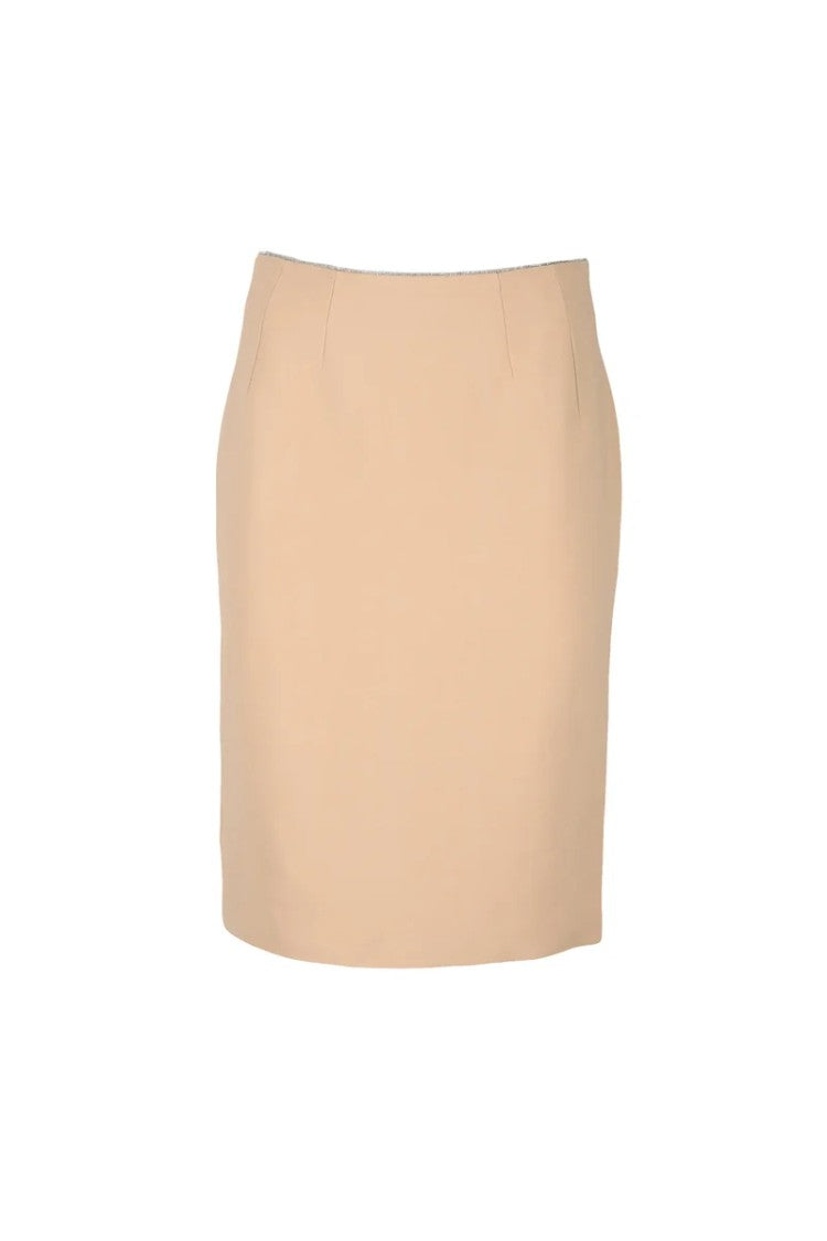 Elisabetta Franchi Midi Skirt Beige Viscose Elastane