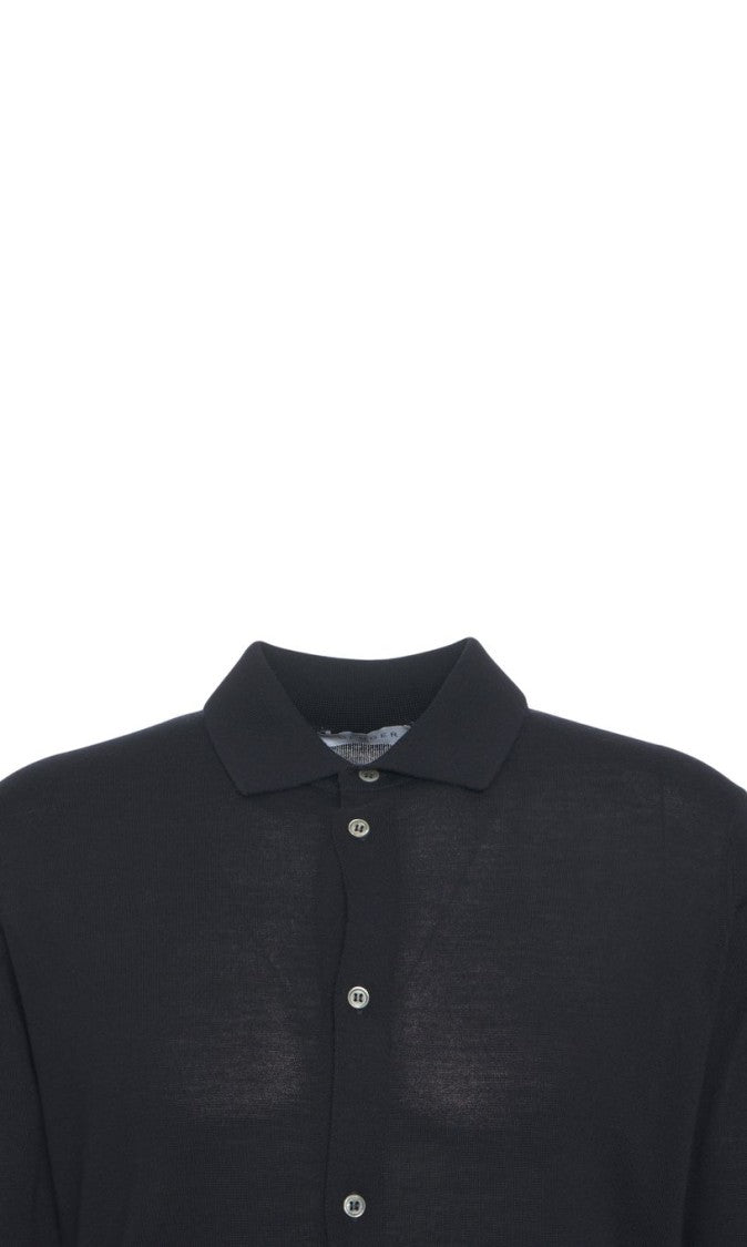 Gender Classic Virgin Wool Knit Shirt With Full Button Closure