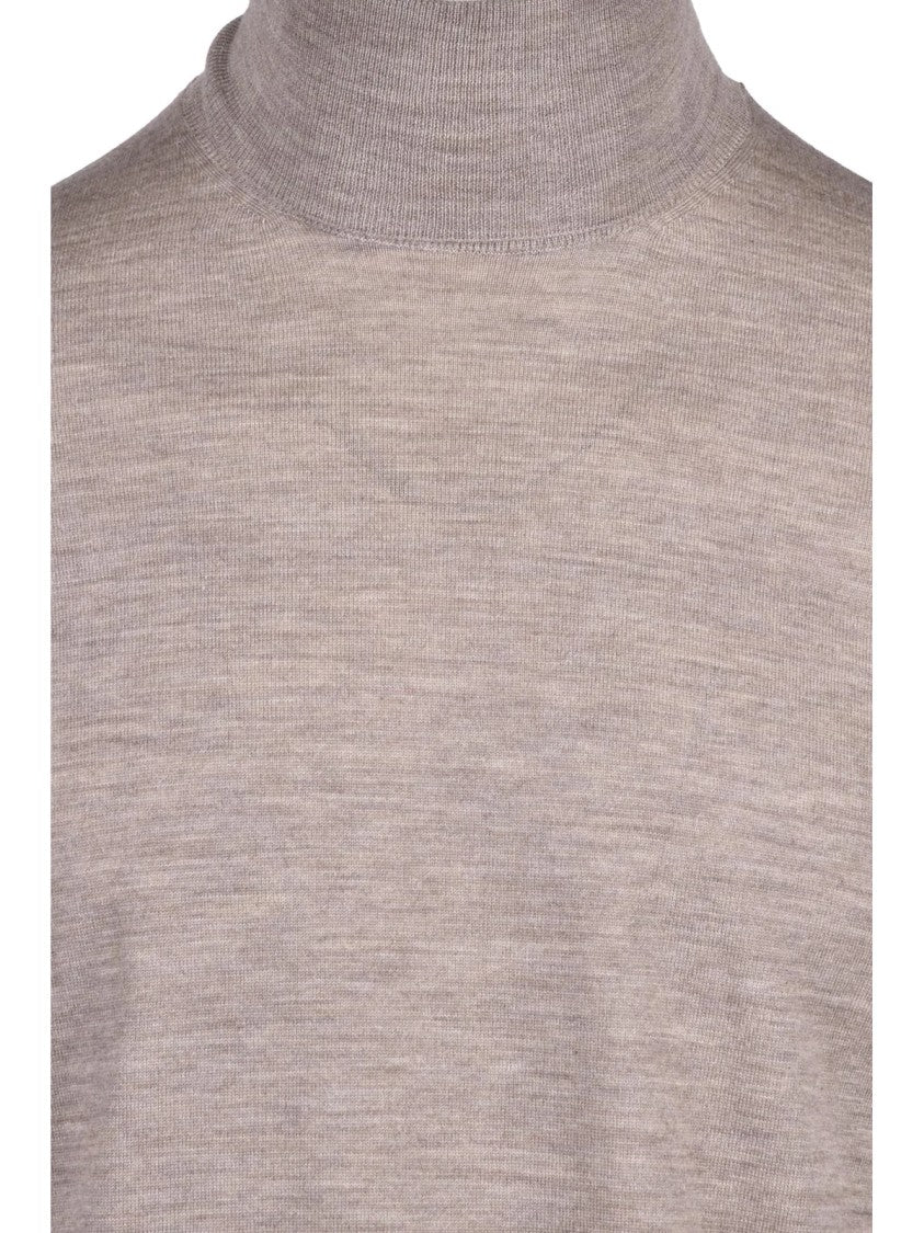 Filippo De Laurentiis Merino Wool Sweater With High Neckline And Ribbed Finish
