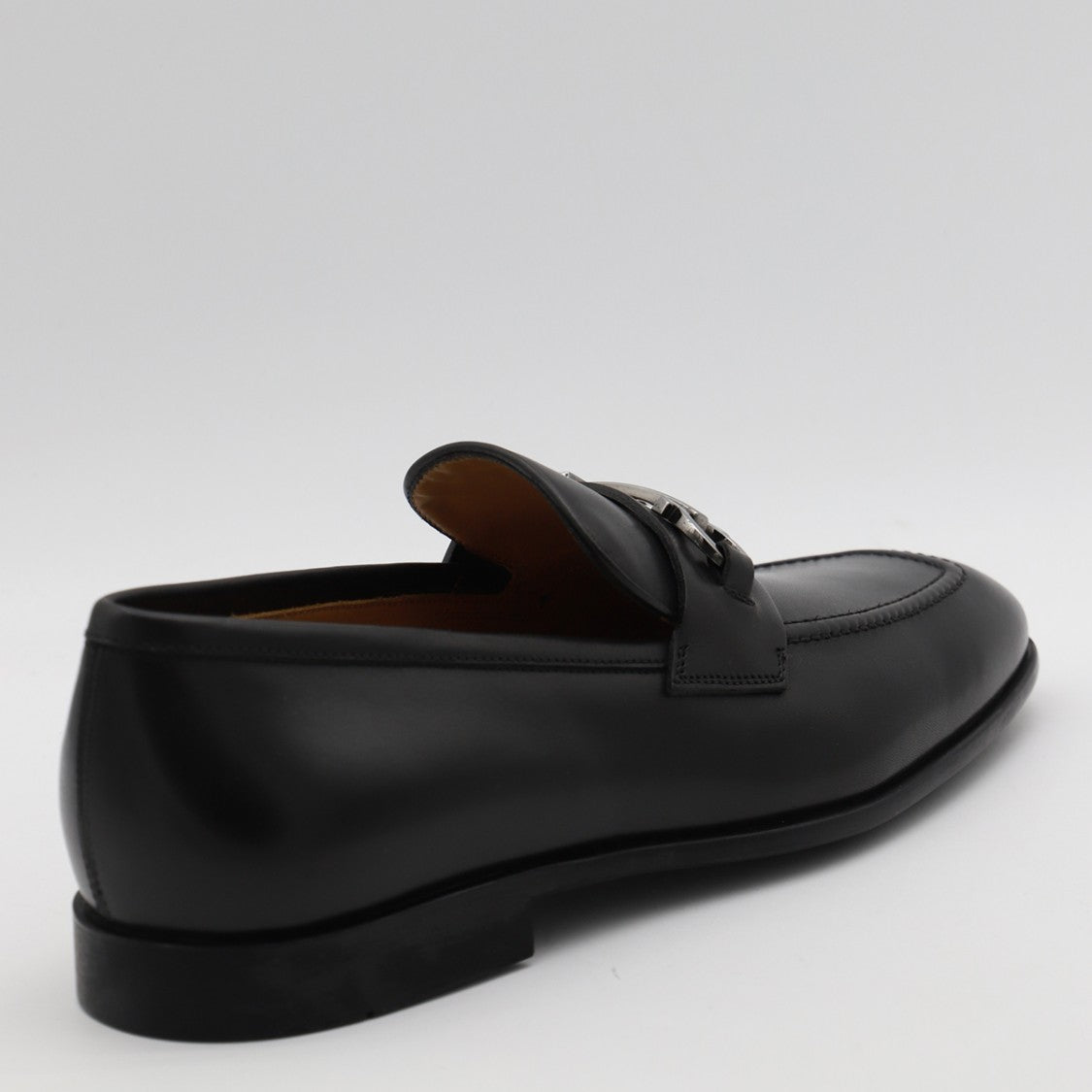 Ferragamo Loafers With Silver-Toned Bit Detail And Polished Finish