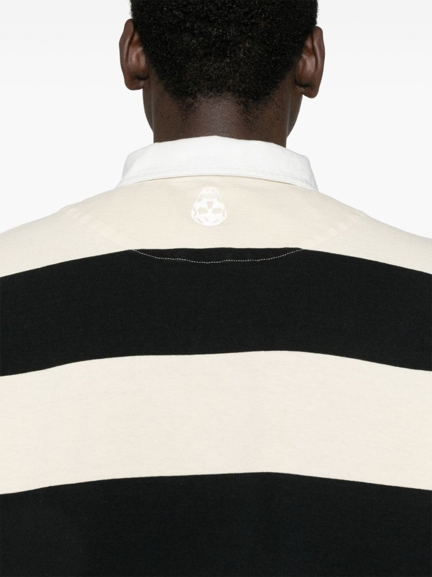 Alexander Mcqueen Oversized Black And Ivory Striped Polo