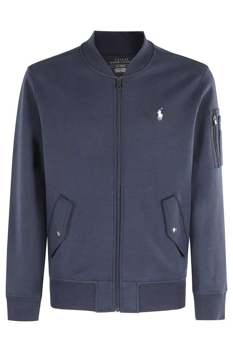 Polo Ralph Lauren Navy Blue Bomber Jacket With Ribbed Collar