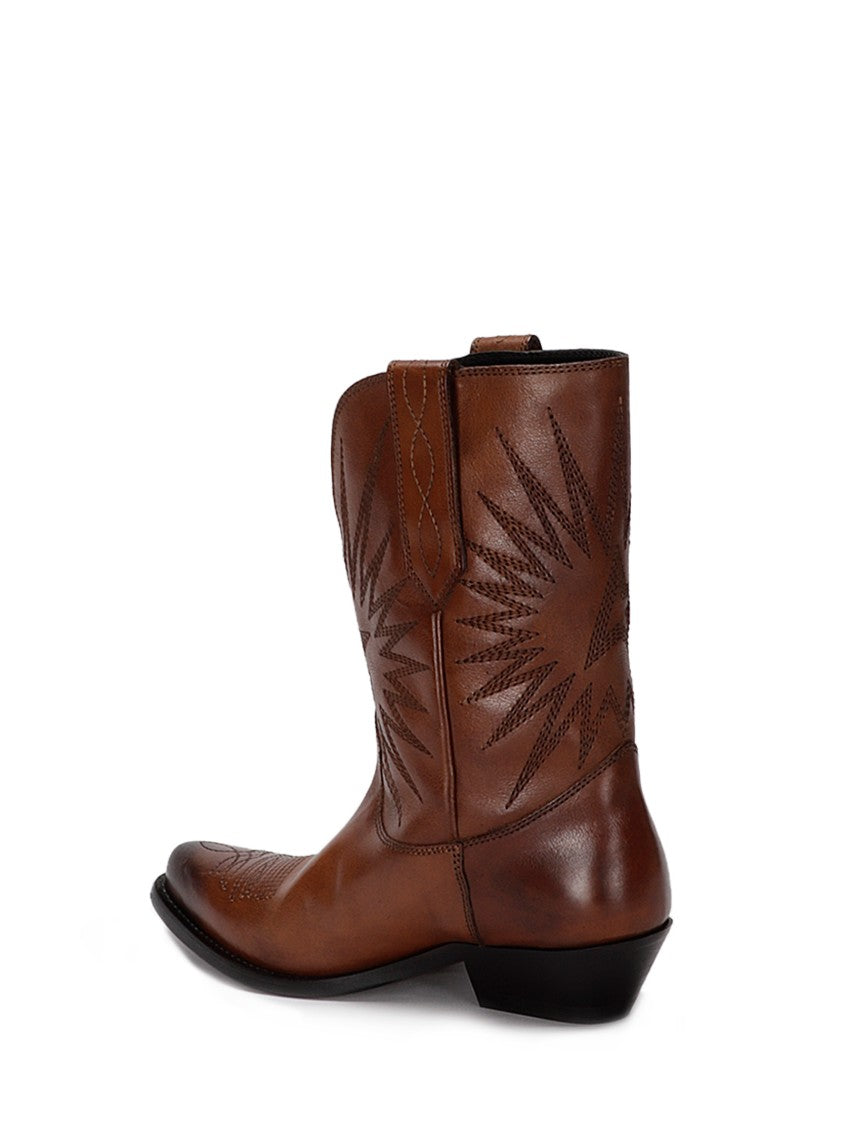 Golden Goose Wish Star Low Boots With Embroideries Leather Upper