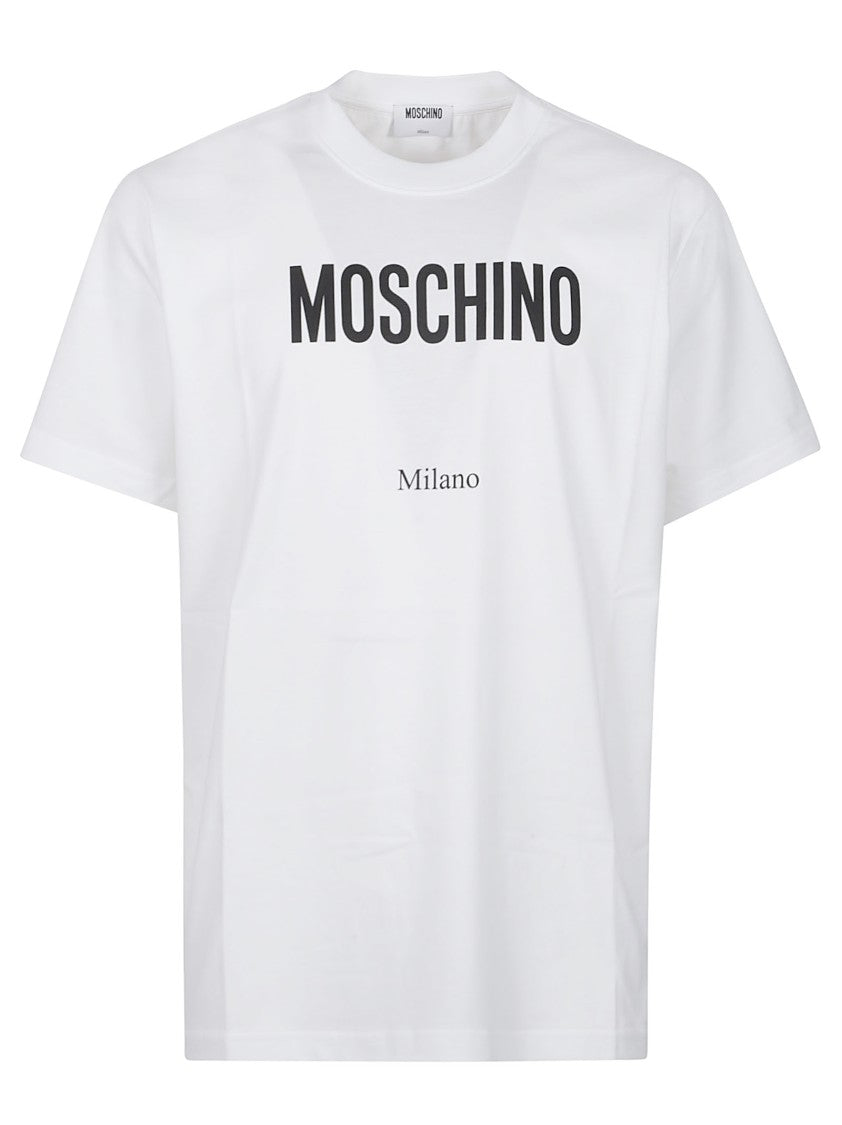 Moschino White Logo Print Cotton T-Shirt