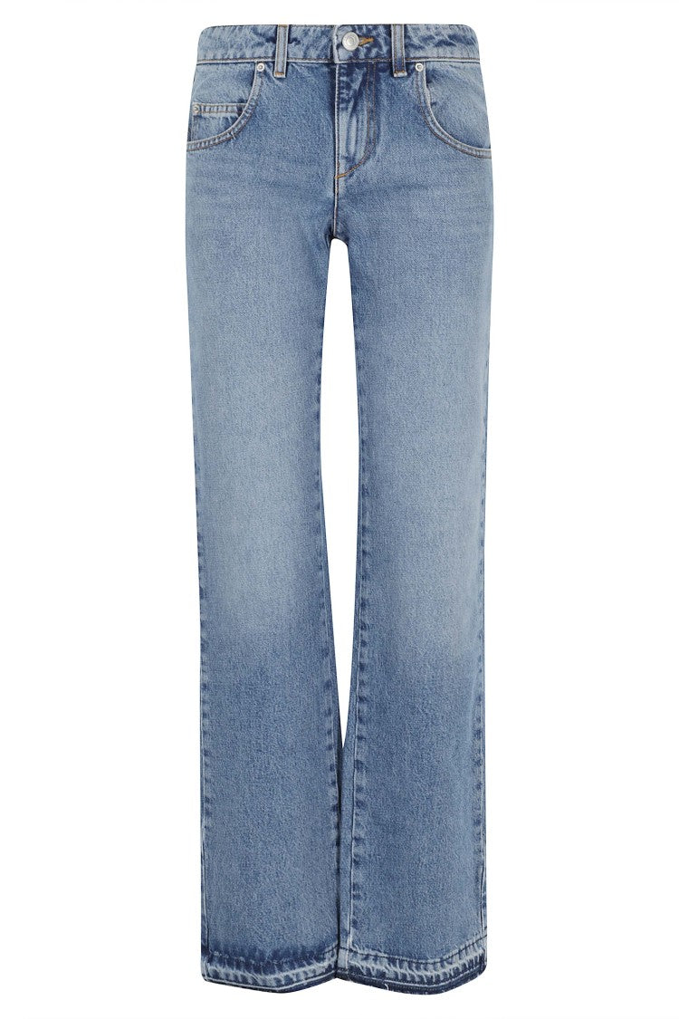Isabel Marant Light Indigo Denala Gz Belt-Loops Flared Cotton Jeans