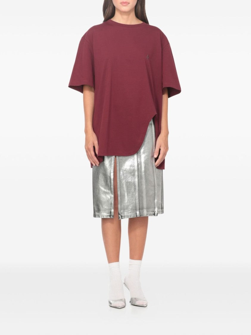 The Attico Oversized Cotton Jersey T-Shirt With Shaped Slit