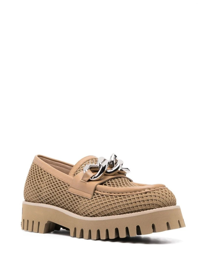 Casadei Beige Mesh Loafers