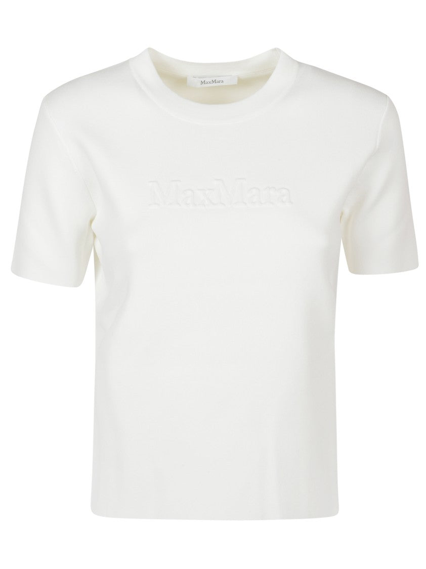 Max Mara Short-Sleeved Top With Crew Neckline And Embossed Logo