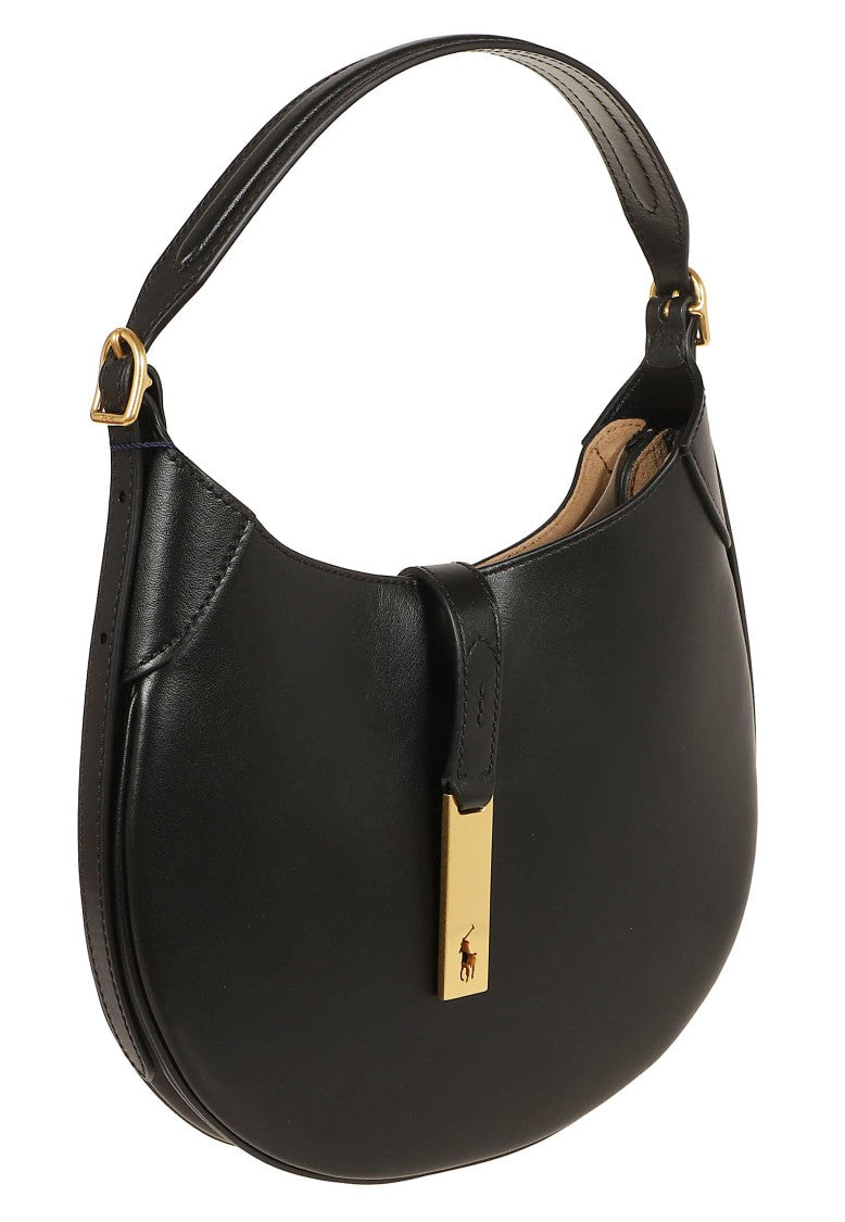 Polo Ralph Lauren Black Polo Id Small Smooth Calfskin Shoulder Bag