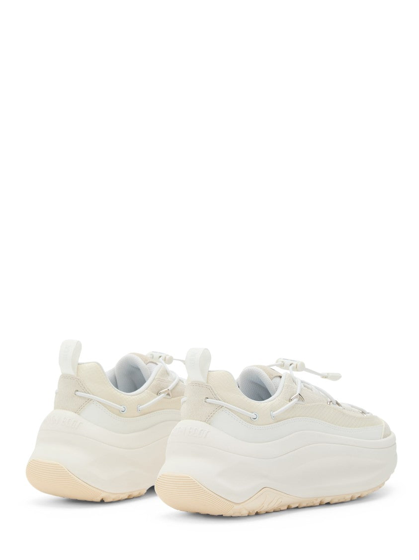 Moon Boot Chunky White Sneakers With Unique Lacing System