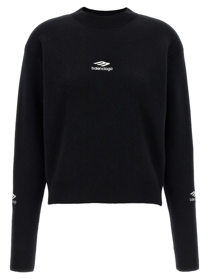 Balenciaga Logo-Embroidered Wool Blend Sweater