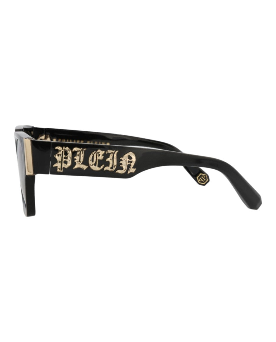 Philipp Plein Square-Frame Acetate Sunglasses With Gold Accents And Saddle Nose Bridge