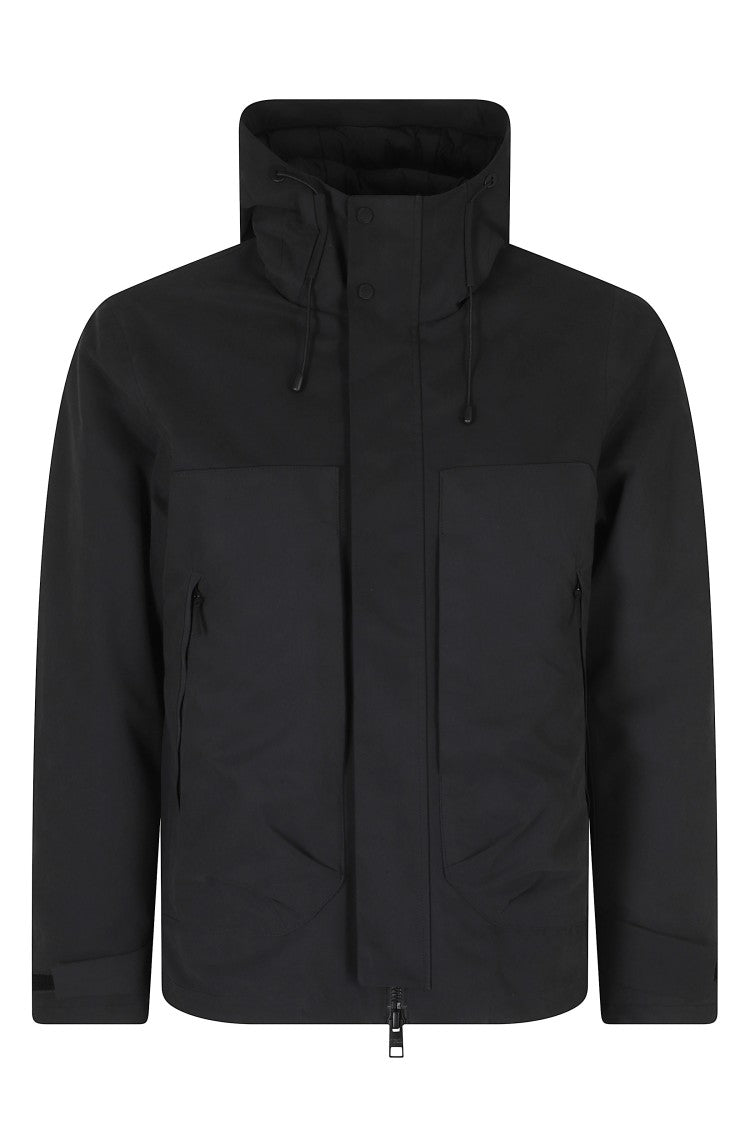People Of Shibuya Short Black Technical Microfiber Jacket With Concealed Zipper