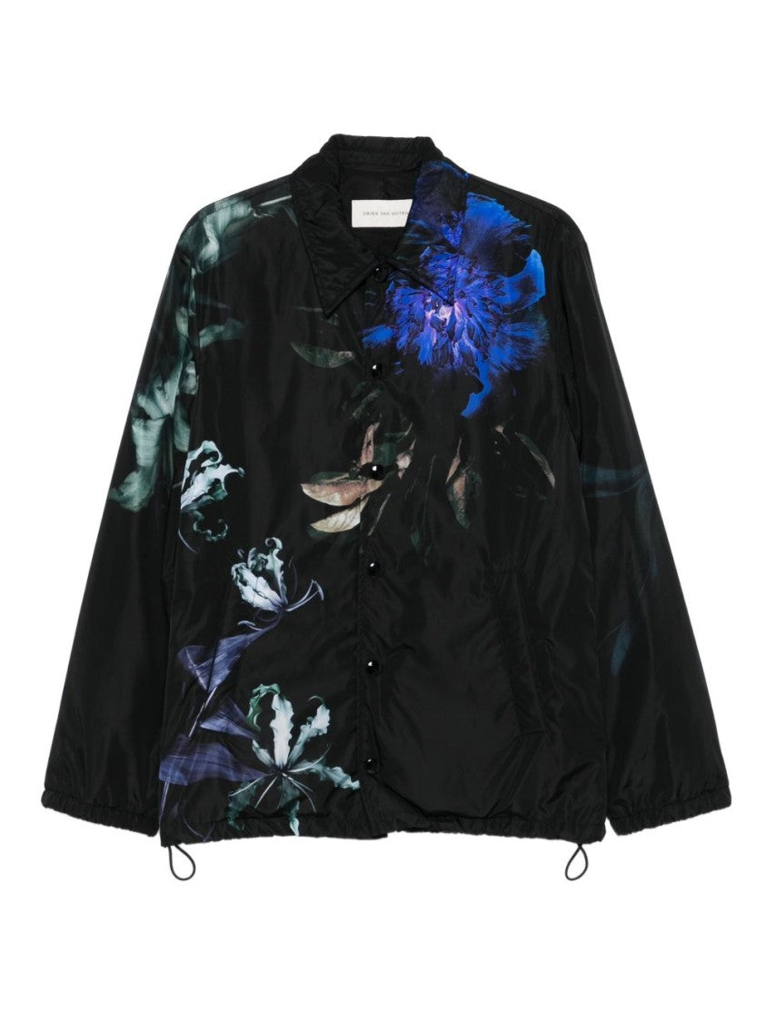 Dries Van Noten Black Technical Polyamide Zip Front Jacket