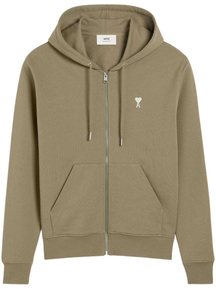 Ami Olive Green Zip-Up Sweatshirt