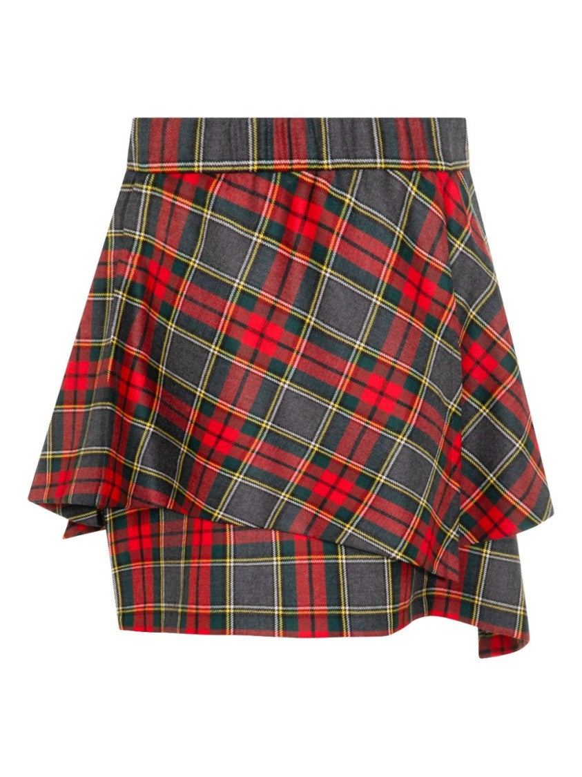 Vivienne Westwood Asymmetric Wrap Skirt With Check Pattern And Button Fastening