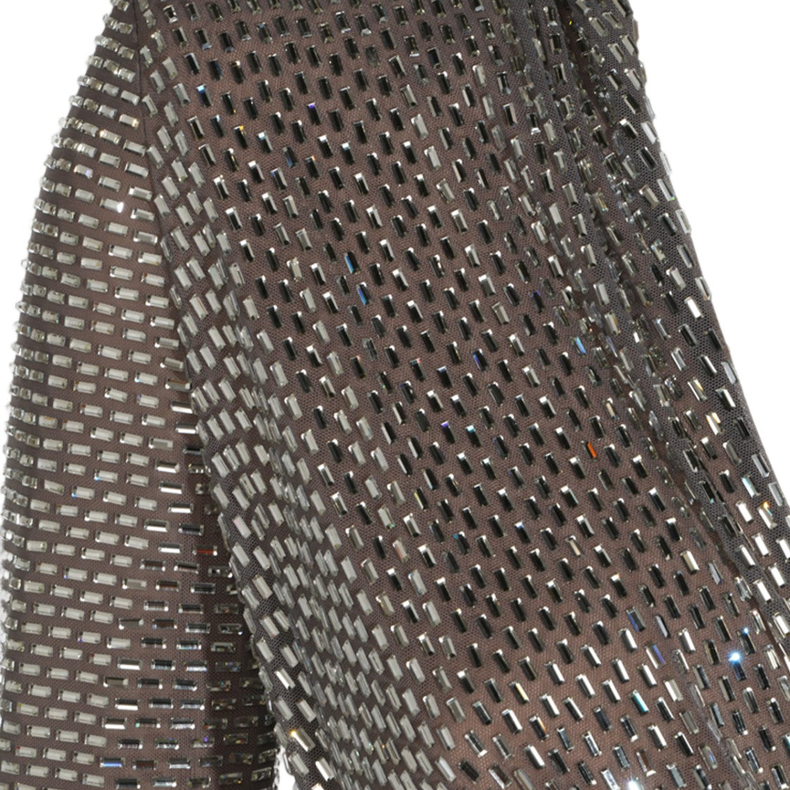 Self-Portrait Fitted Long-Sleeved Top With Deep V-Neckline And Reflective Sequins