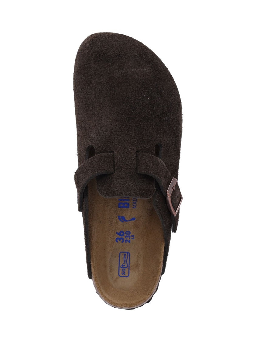 Birkenstock Brown Suede Mules With Adjustable Strap And Anatomical Footbed