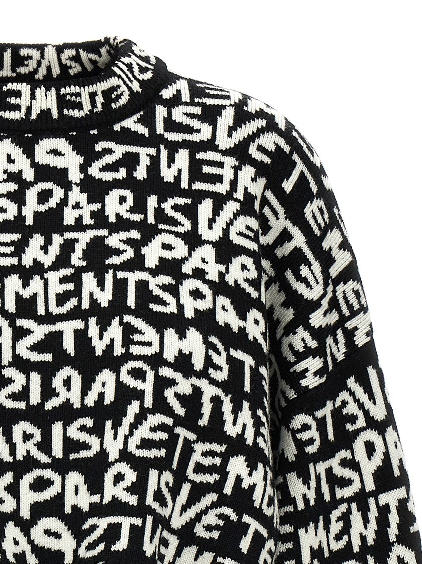 Vetements ' Paris Monogram' Cropped Sweater