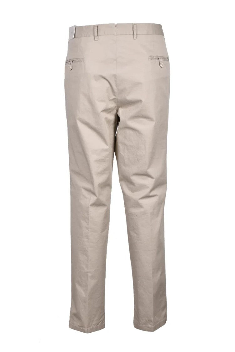 Lebole Cotton Stretch Trousers With Mid-Rise Waist And Straight-Leg Design