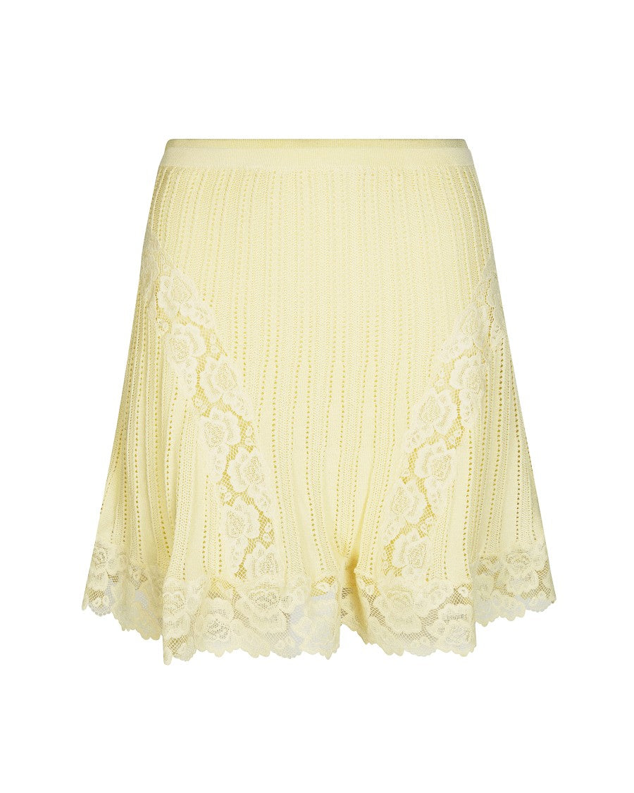 Self-Portrait Pointelle Skirt In Yellow