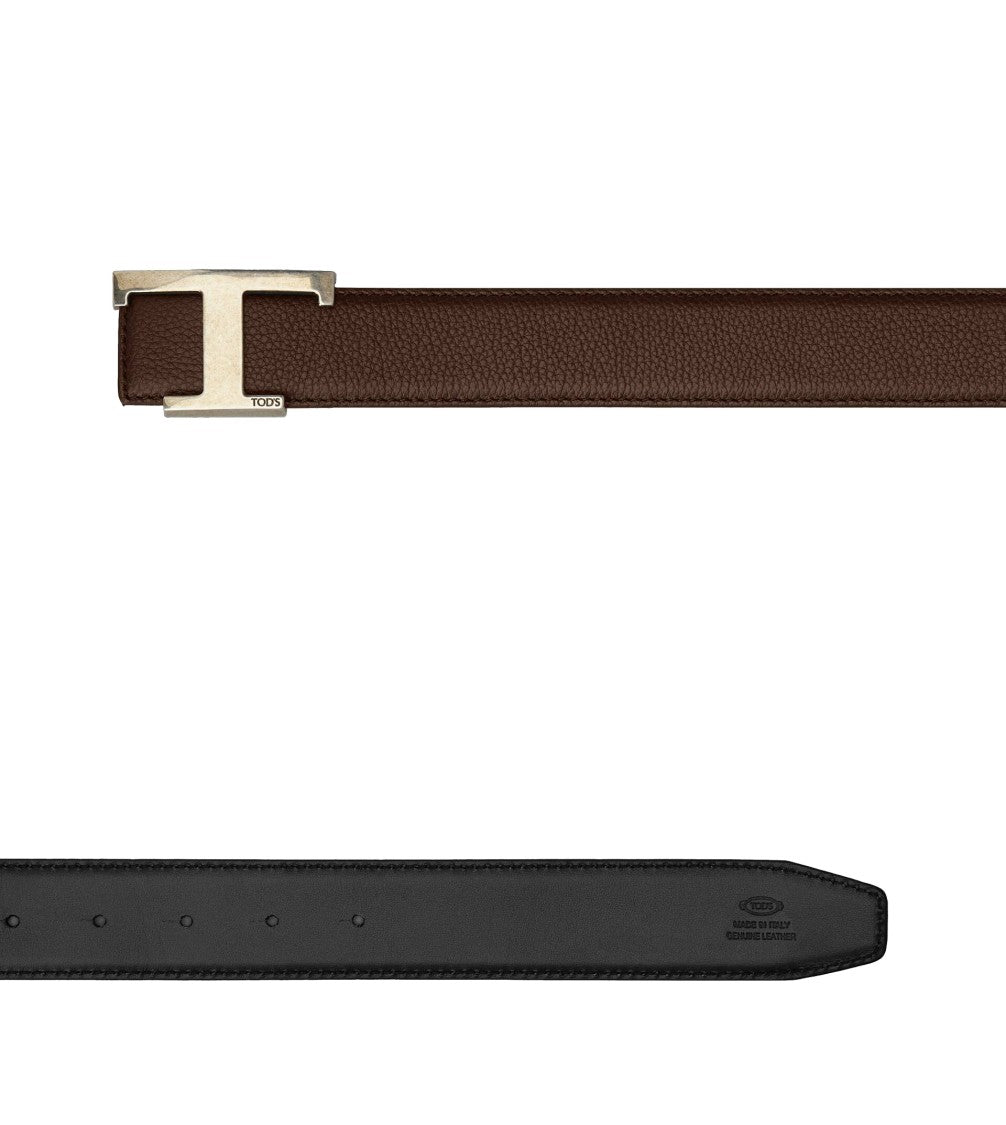 Tod's Refined Dual-Tone Calfskin Leather Belt