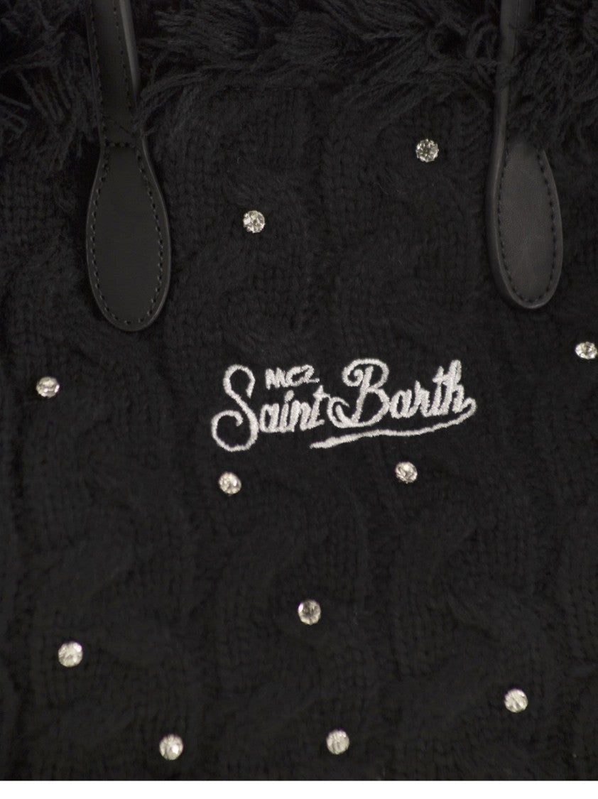 Mc2 Saint Barth Colette - Wool-Effect Bag With Logo And Rhinestones
