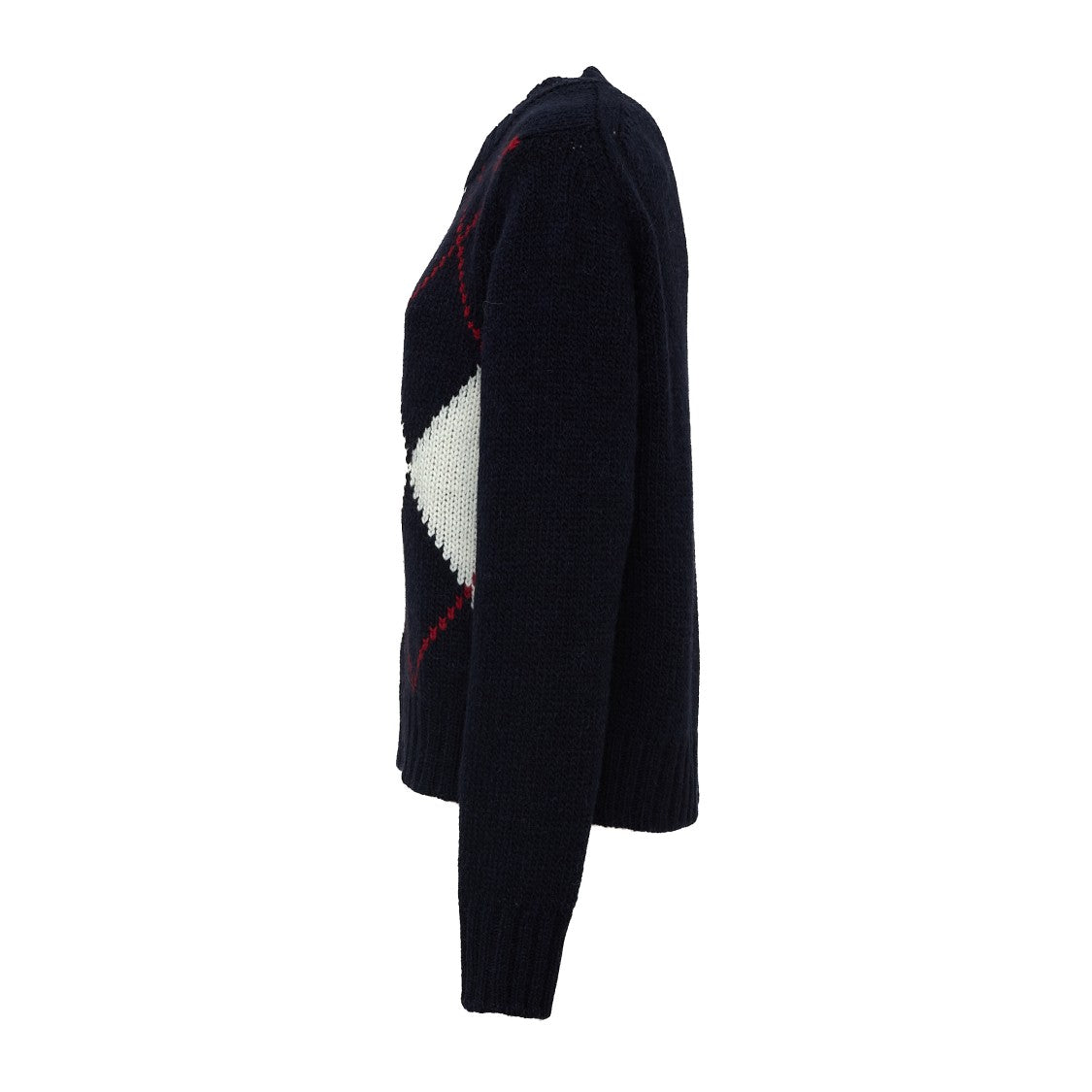 N°21 Navy Argyle Pattern Wool Crewneck Sweater
