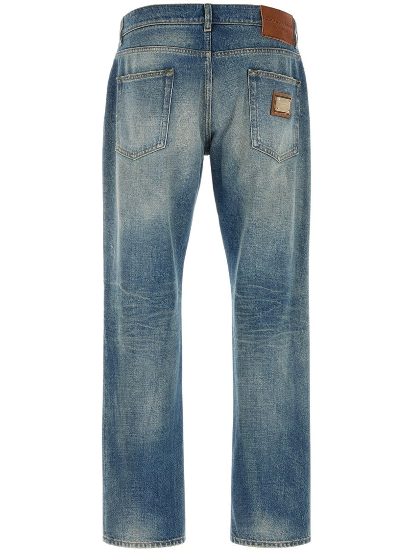 Dolce & Gabbana Relaxed Fit Distressed Denim Trousers With Five-Pocket Design