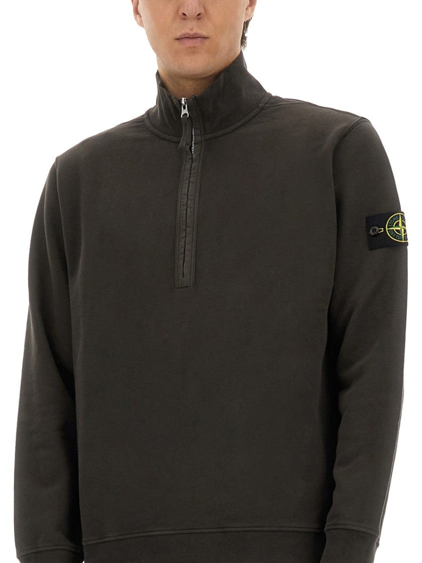 Stone Island High-Collar Short Zipper Sweatshirt