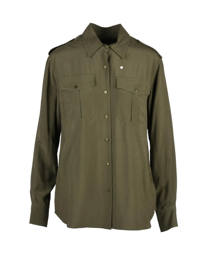 Dondup Military Green Fluid Viscose Blouse