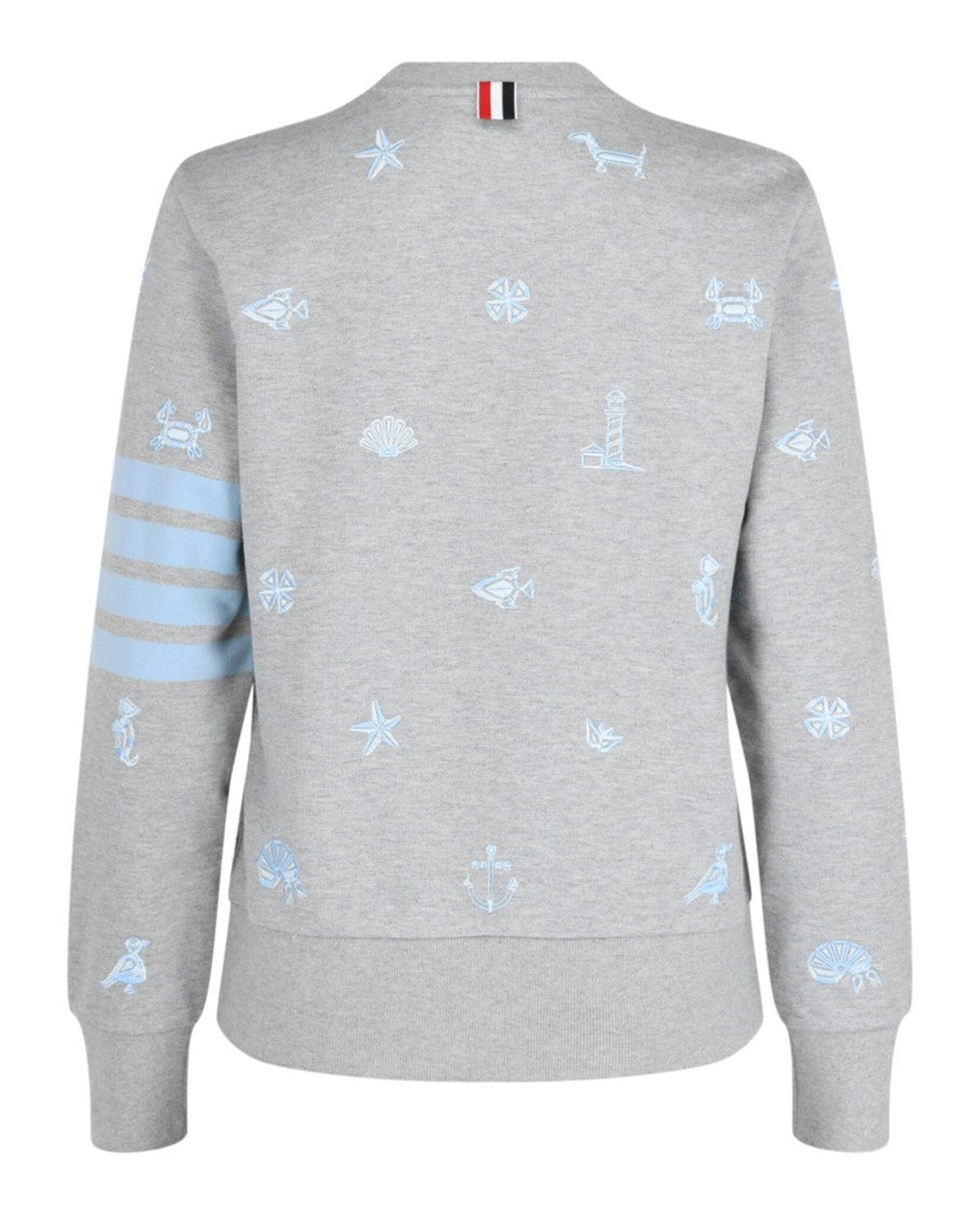 Thom Browne 4-Bar Nautical Crewneck Sweatshirt