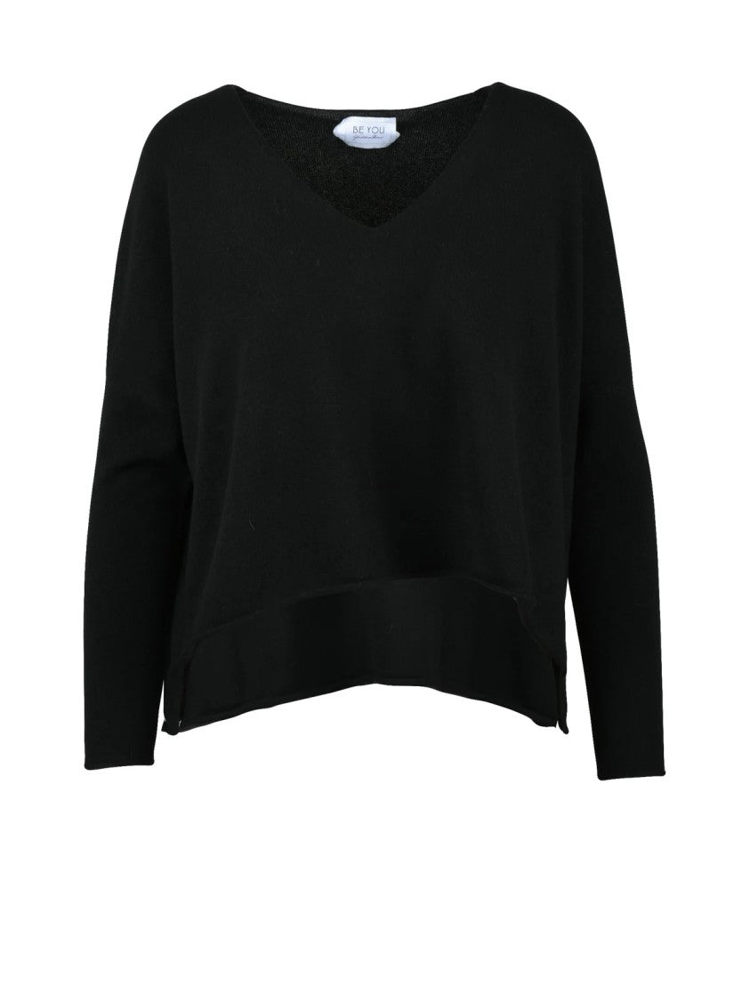 Be You Black V-Neck Cashmere Sweater