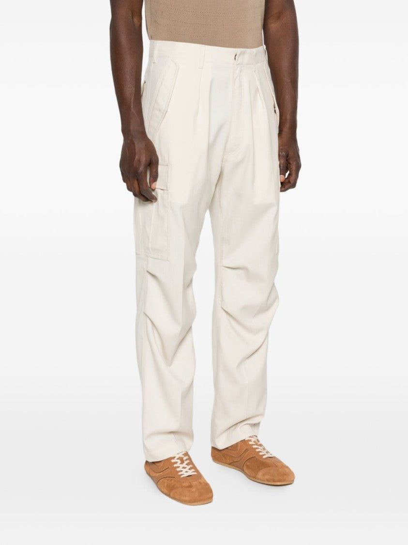 Tom Ford White Cargo Pleated Straight-Leg Pants
