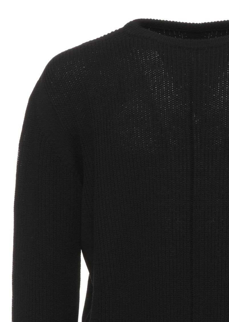 Rick Owens Black Ribbed Knit Wool Sweater