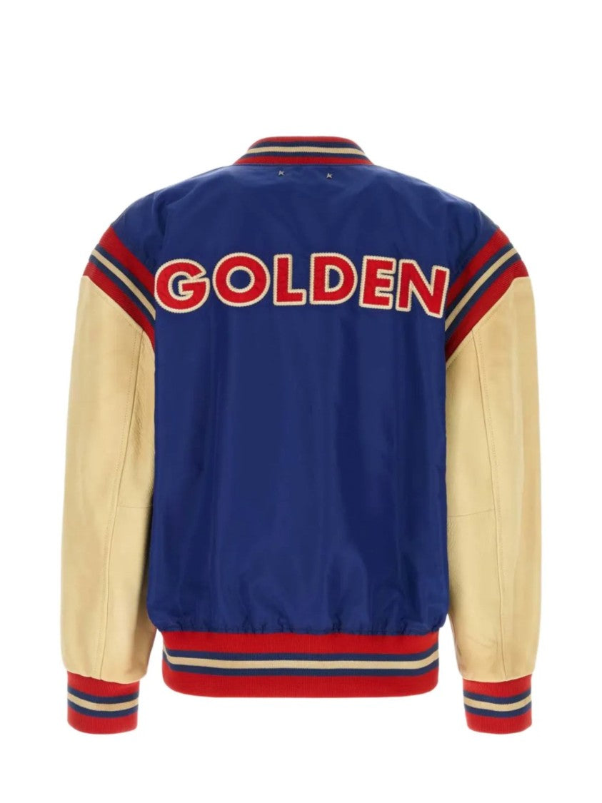 Golden Goose Blue Nylon Varsity Bomber Jacket