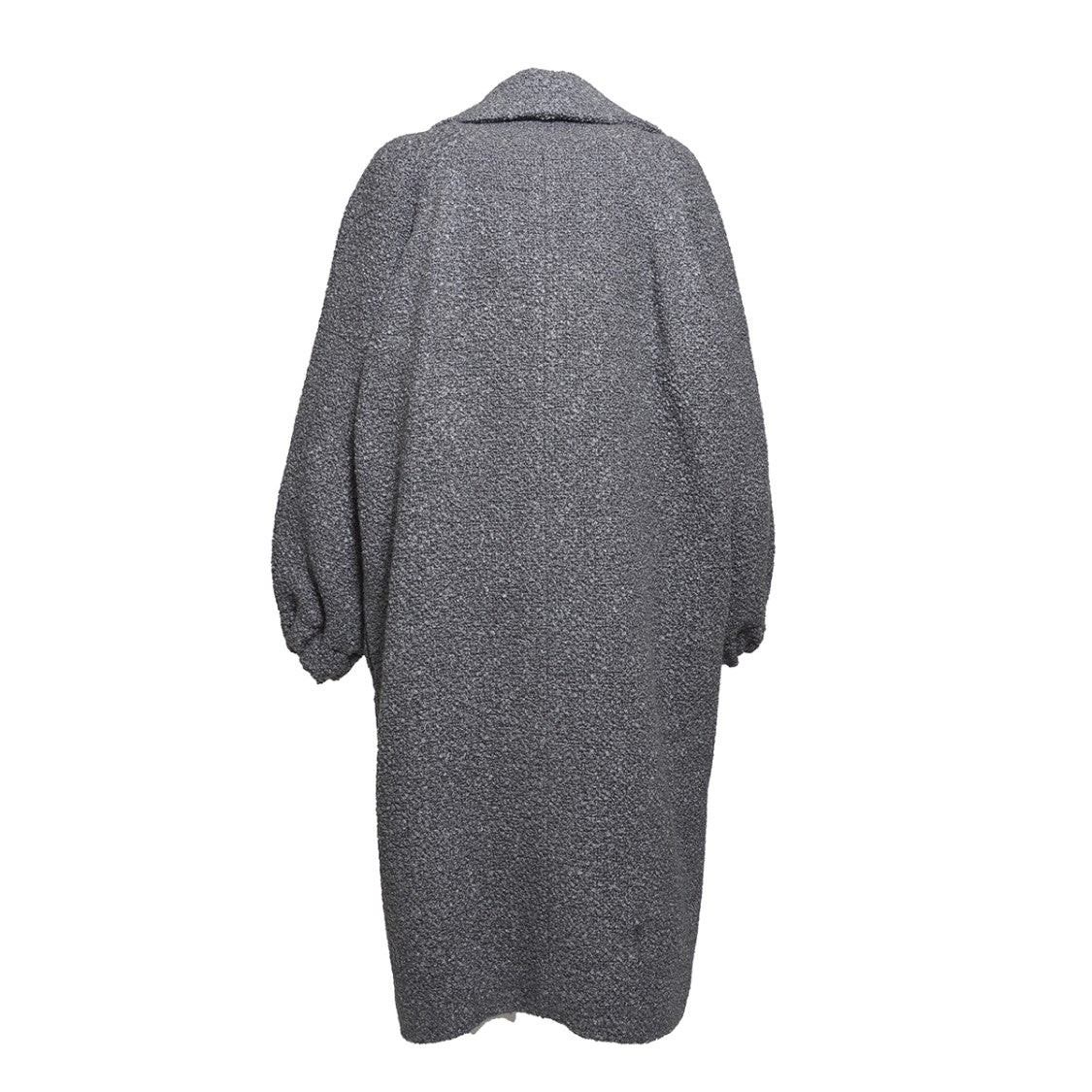 Patou Elliptic Single Breasted Boucle Wool Coat - Charcoal