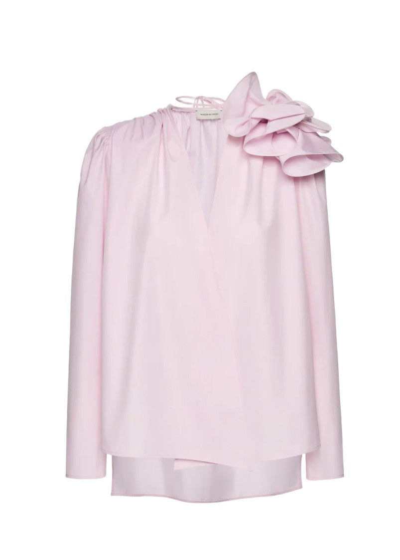 Magda Butrym Flower Applique Blouse With Detachable Shoulder Pads