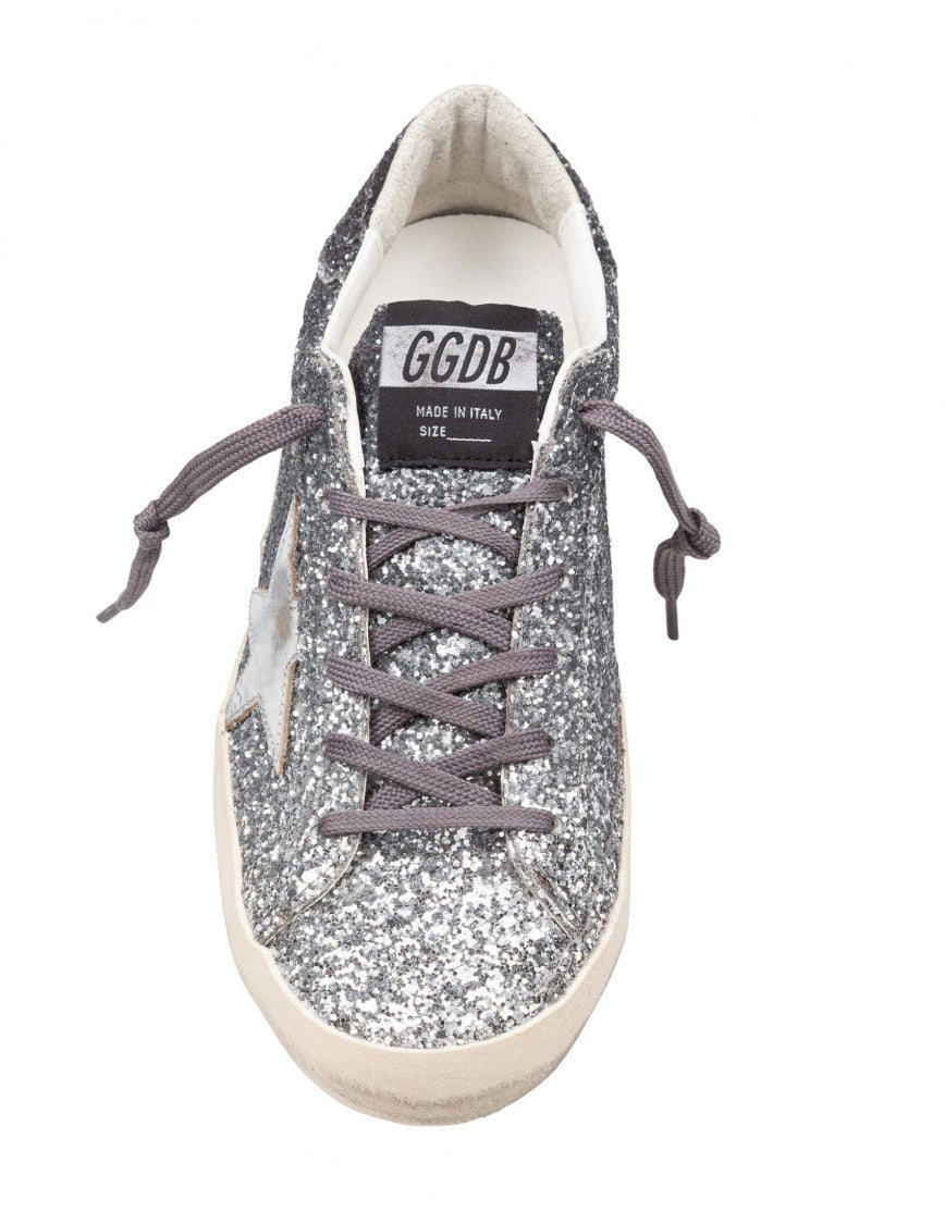 Golden Goose Super Star Glitter Sneakers In Silver