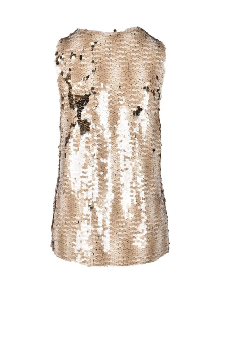 Erika Cavallini Beige Sequin Embellished Top