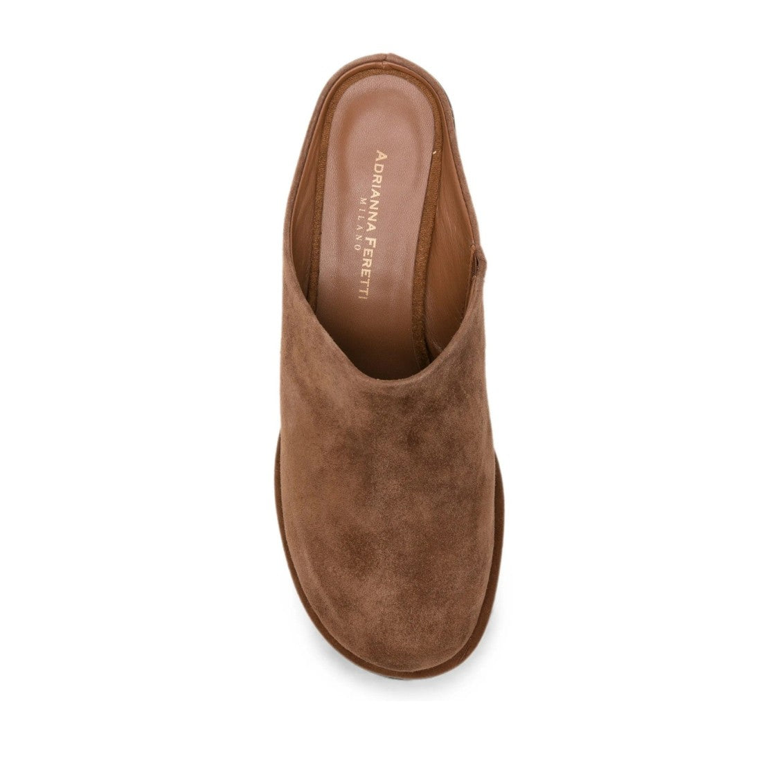 Adrianna Feretti Brown Mid-Heel Rounded Toe Suede Mules