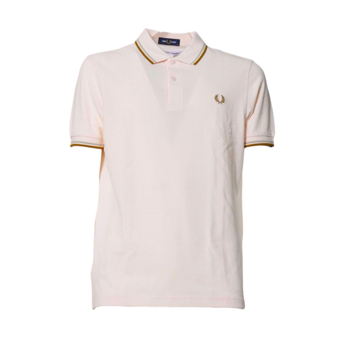 Comme Des Garçons Peach Cotton Knit Polo With Stripes