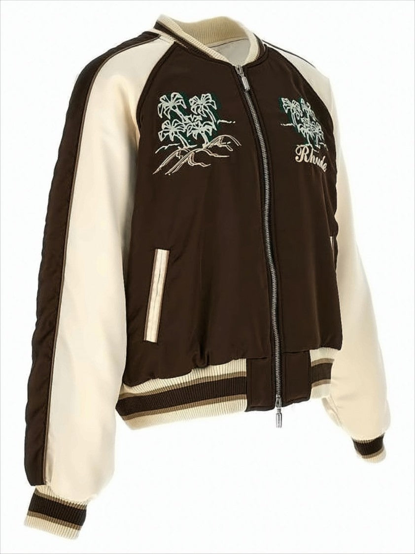Rhude Cropped Brown Bomber Jacket