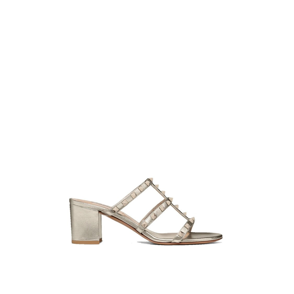 Valentino Garavani Rockstud Mules With Metallic Finish