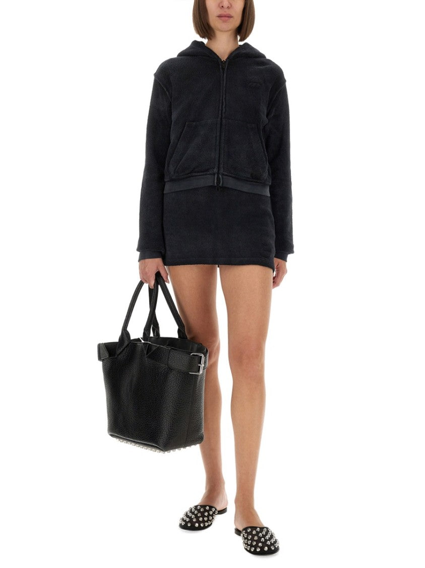 Alexander Wang Cropped Cotton Terry Sweatshirt With Zip-Up Front
