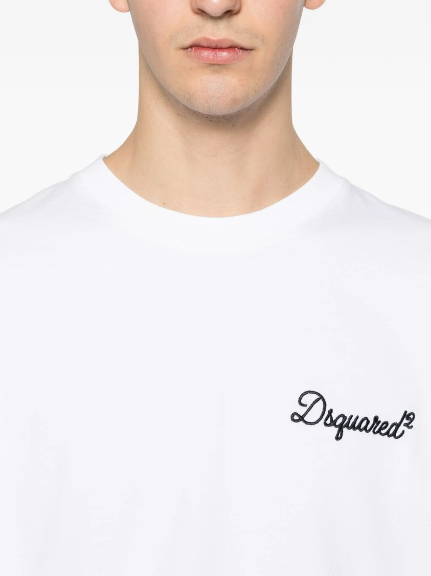 Dsquared2 White Short-Sleeve Embroidered Logo T-Shirt