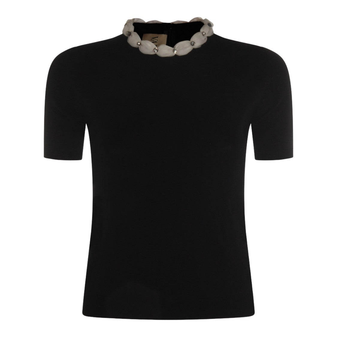 Valentino Short-Sleeve Black Sweater With High Neckline
